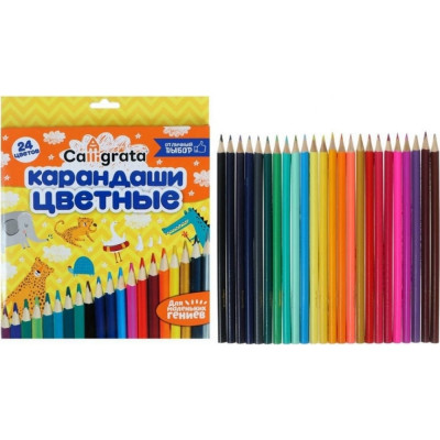 Calligrata Карандаши 24 цвета в картонной коробке , деревянные, треугольные 1014642