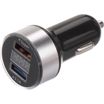 REXANT Автомобильное зарядное устройство 2хusb с дисплеем (азу) (1000+2100 ma) серебристая 18-1947