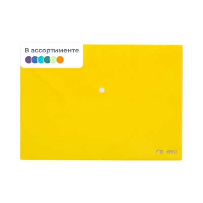 DELI Папка-конверт на кнопке rio, а4, 180мкм, цвет в асс, e39640, 1593861