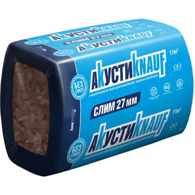 Knauf Insulation Звукоизоляция АкустиКНАУФ СЛИМ (27x600x920 мм / 11 м2 / 20 плит) 666310