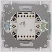 Выключатель с подсветкой двухклавишный, серебристый металлик TDM ELECTRIC 10А серия "Лама" SQ1815-0205