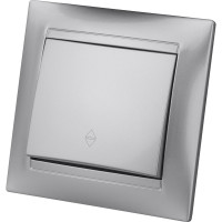 Выключатель на 2 направления 1 клавишный, серебристый металлик TDM ELECTRIC 10А серия"Лама" SQ1815-0206