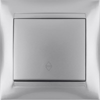 Выключатель на 2 направления 1 клавишный, серебристый металлик TDM ELECTRIC 10А серия"Лама" SQ1815-0206