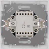 Выключатель на 2 направления 1 клавишный, серебристый металлик TDM ELECTRIC 10А серия"Лама" SQ1815-0206