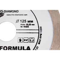 Диск алмазный отрезной TRIO-DIAMOND сплошной 125x22.23 New Formula Wet, W402