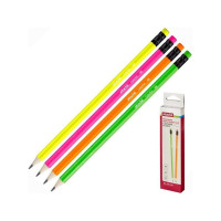 Чернографитный карандаш 12 шт в упаковке Attache Colorful! HB заточенный с ластиком 391144
