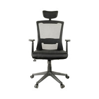 Кресло руководителя Helmi HL-E31 Ergo, регулируемый подголовник и поясничный упор, ткань черная 284605