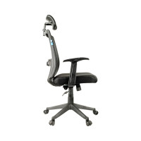 Кресло руководителя Helmi HL-E31 Ergo, регулируемый подголовник и поясничный упор, ткань черная 284605