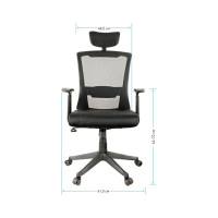 Кресло руководителя Helmi HL-E31 Ergo, регулируемый подголовник и поясничный упор, ткань черная 284605