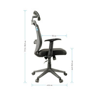 Кресло руководителя Helmi HL-E31 Ergo, регулируемый подголовник и поясничный упор, ткань черная 284605