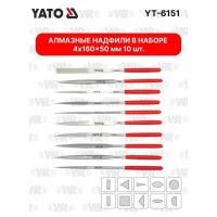 Набор алмазных надфилей YATO 4x160x50 мм 10 предметов YT-6151