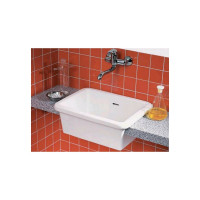 Хозяйственная раковина HATRIA без отверстий для смесителя, 38х42 см, белая YN0201