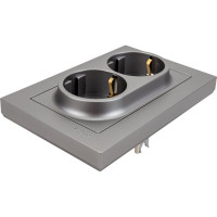 Розетка Systeme Electric AtlasDesign Сталь с/з двойная, 16А, в сборе SE ATN000924