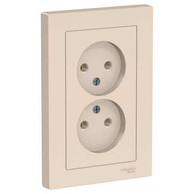 Розетка Systeme Electric AtlasDesign Беж б/з двойная, 16А, в сборе SE ATN000220