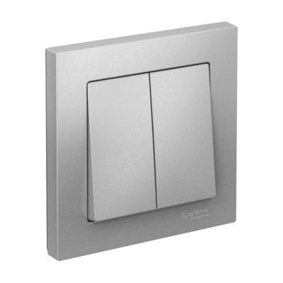 2-клавишный выключатель Systeme Electric AtlasDesign Алюминий сх.5, 10АХ, в сборе SE ATN000352