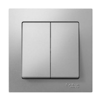 2-клавишный выключатель Systeme Electric AtlasDesign Алюминий сх.5, 10АХ, в сборе SE ATN000352