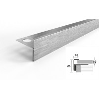 Профиль угловой F-образный под плитку ЛУКА (10 мм, 2,7 м, нержавеющая сталь) УТ000063946