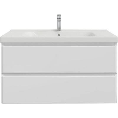 Тумба подвесная Sanstar Arista 100 с раковиной Гармония 100 (комплект) для ванной комнаты, белая 181.1-1.5.1.К