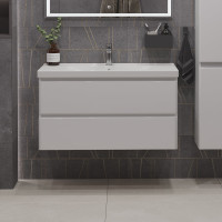 Тумба подвесная Sanstar Arista 100 с раковиной Гармония 100 (комплект) для ванной комнаты, белая 181.1-1.5.1.К