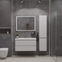 Тумба подвесная Sanstar Arista 100 с раковиной Гармония 100 (комплект) для ванной комнаты, белая 181.1-1.5.1.К