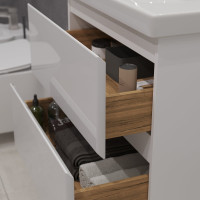 Тумба подвесная Sanstar Arista 100 с раковиной Гармония 100 (комплект) для ванной комнаты, белая 181.1-1.5.1.К