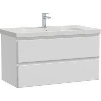 Тумба подвесная Sanstar Arista 100 с раковиной Гармония 100 (комплект) для ванной комнаты, белая 181.1-1.5.1.К