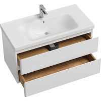 Тумба подвесная Sanstar Arista 100 с раковиной Гармония 100 (комплект) для ванной комнаты, белая 181.1-1.5.1.К