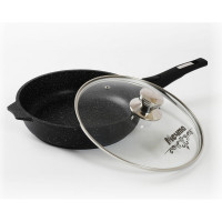 Сковорода мечта АП Гранит black 22 см, со съемной ручкой и стеклянной крышкой с022802