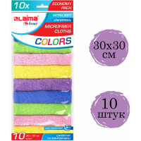 Салфетка из микрофибры LAIMA HOME MULTI COLOUR ECONOMY PACK 10 30x30 см, комплект 10 шт. 607794