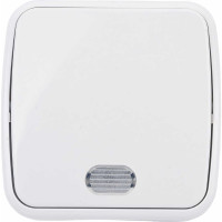 Выключатель белый 1-клавишный открытой установки с подсветкой TDM ELECTRIC IP20 10А, серия "Дача" Народная SQ1824-0005