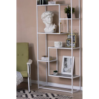 Книжный стеллаж НАЙДИ белый муар, ЛДСП метрополитан грей LSK-5302