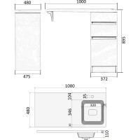 Напольная тумба с правой раковиной под стиральную машину ORANGE OPTIMA OP-40TUW+RAR