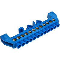 Нулевая шина EKF N, 8х12мм, 12 отверстий, латунь, синий нейлоновый корпус, комбинированная, PROxima sn0-125-12-dn-r