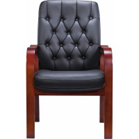 Кресло EVERPROF Monaco Wood CF экокожа, черный EP-082 W PU Black CF