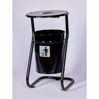 Урна уличная ПРОФМЕТСТИЛЬ металлическая, черная, с пепельницей, с креплением в асфальт 658