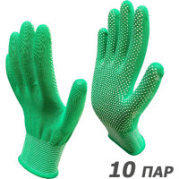 Рабочие нейлоновые перчатки Master-Pro® МИКРОТАЧ зеленые, 10 пар 2513-NPVC-GRN-S-10