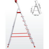 Профессиональная стремянка Новая Высота NV3118, 1x8 ступеней 130 мм, органайзер, Max нагр. 225 кг, 2К башмаки, 3118108
