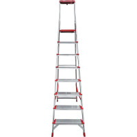 Профессиональная стремянка Новая Высота NV3118, 1x8 ступеней 130 мм, органайзер, Max нагр. 225 кг, 2К башмаки, 3118108