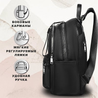 Женский рюкзак BRAUBERG PODIUM, 2 отделения, нейлон, черный, 33x24x13см, 270816