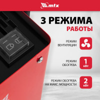 Тепловая керамическая пушка MTX SHCL-2000, квадратная, 230 В, 125 м3/ч, 1/2 кВт 96402