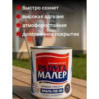 Краска  быстросохнущая, атмосферостойкая Радугамалер ПФ-115 ГОСТ красная 0,9 кг 4650001272294