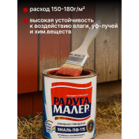 Краска  быстросохнущая, атмосферостойкая Радугамалер ПФ-115 ГОСТ красная 0,9 кг 4650001272294