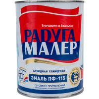 Краска  быстросохнущая, атмосферостойкая Радугамалер ПФ-115 ГОСТ красная 0,9 кг 4650001272294