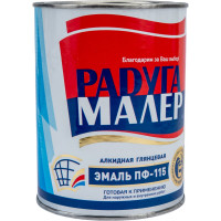 Краска  быстросохнущая, атмосферостойкая Радугамалер ПФ-115 ГОСТ красная 0,9 кг 4650001272294