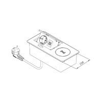 Выдвижной блок розеток GTV выдвижная розетка на 1 EURO розетку и 2 USB-A+C, беспроводная зарядка, белый, AE-PB1SAVAP-10
