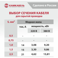 Кабель ВВГ-ПНГ А Камкабель 2x4 мм 100 м ГОСТ 1137Z22WD00070Z