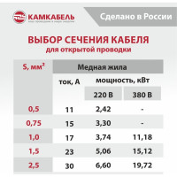 Кабель ВВГ-ПНГ А Камкабель 2x4 мм 100 м ГОСТ 1137Z22WD00070Z