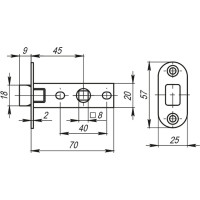 Межкомнатная скругленная защелка MORELLI OL6-45 AB цвет - античная бронза 9010448