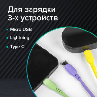 Кабель для зарядки SONNEN 3в1 USB 2.0-Micro USB/Type-C/Lightning, 1м, медь 513562