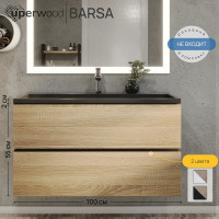 Подвесная тумба под раковину для ванной uperwood Barsa_100 см, черная/дуб сонома 293020540